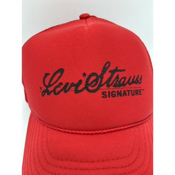 Levi Strauss Signature Vintage Mesh Trucker Adjustable Red Hat NWOT New Nissin - Picture 2 of 6